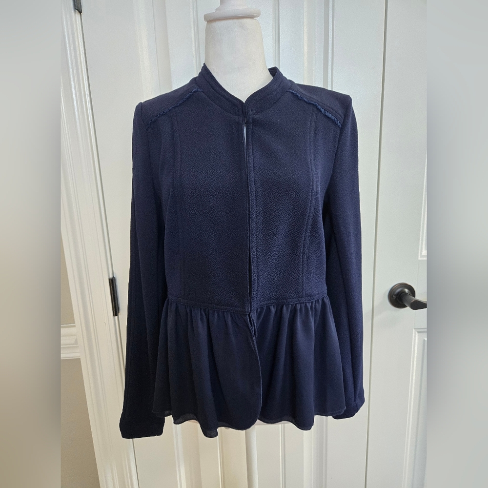 Kate Rosy Ruffle Bottom Blazer Jacket, Medium